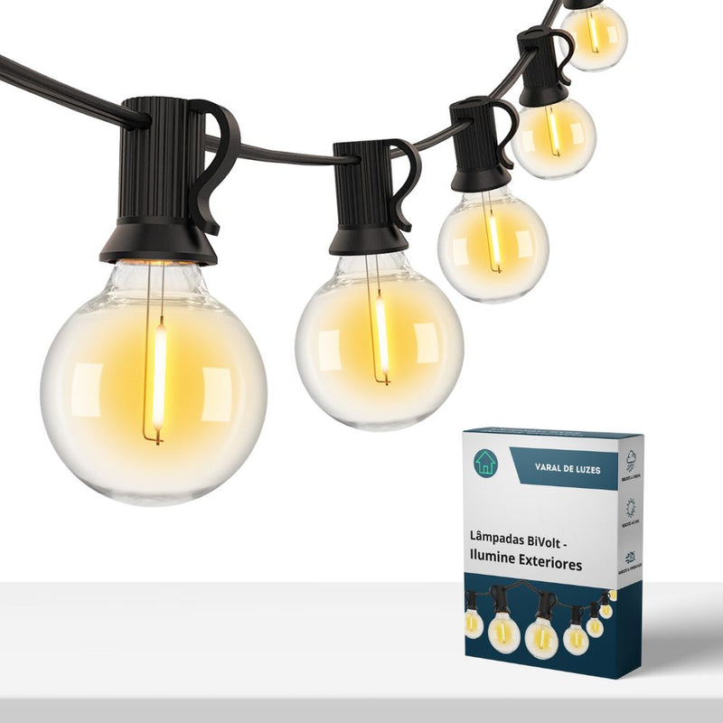 Varal de Luzes com Lâmpadas Bivolt - Ilumine Exteriores Swanlight