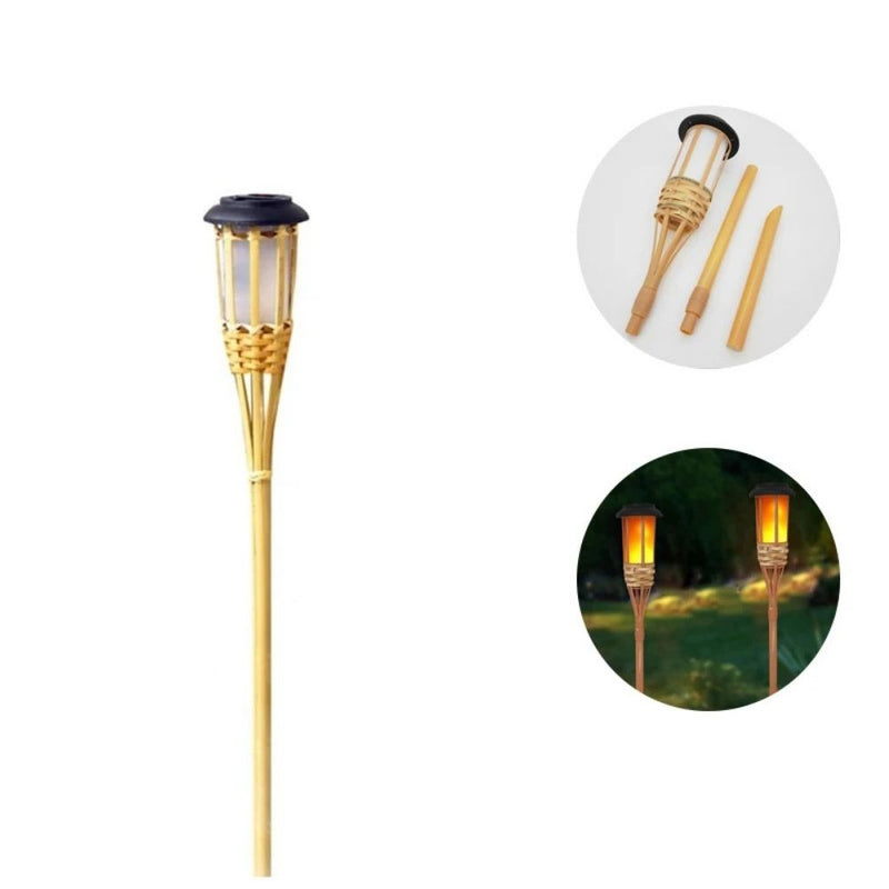 Tocha LED Solar de Bambu - Ilumine Exteriores